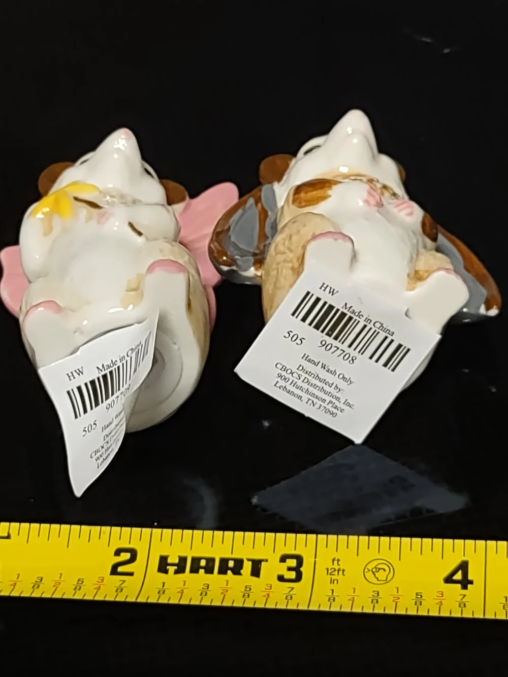 Halloween Ceramic Witch Fairy & Vampire Oppossum Salt & Pepper Shaker- Pink Gray